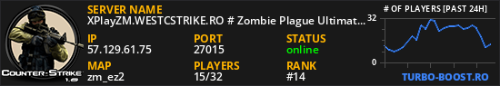 XPlayZM.WESTCSTRIKE.RO # Zombie Plague UltimateX [FDL + VIP 22-12PM + POINTS] ®